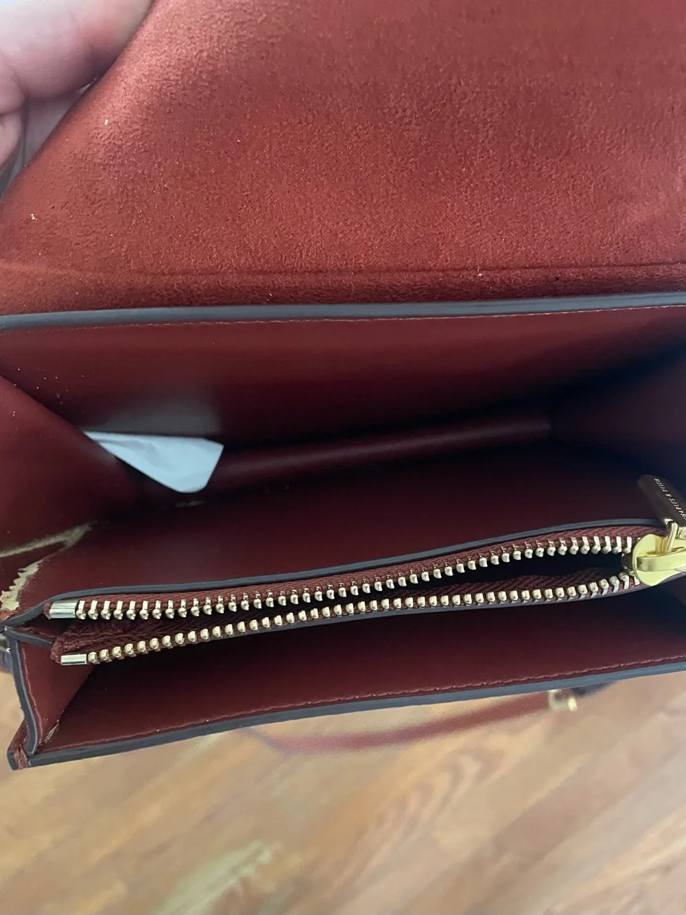 Charles & Keith Red Brown Suede Crossbody Bag with Tassel